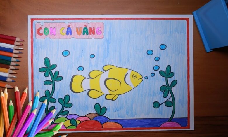 Tổng hợp các bức tranh tô màu con cá vàng đáng yêu cho bé