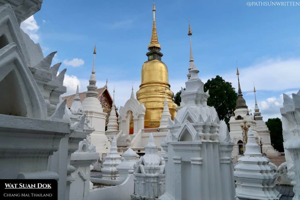 The stupa of Wat Suan Dok, where one half of Sumanathera's relic is housed