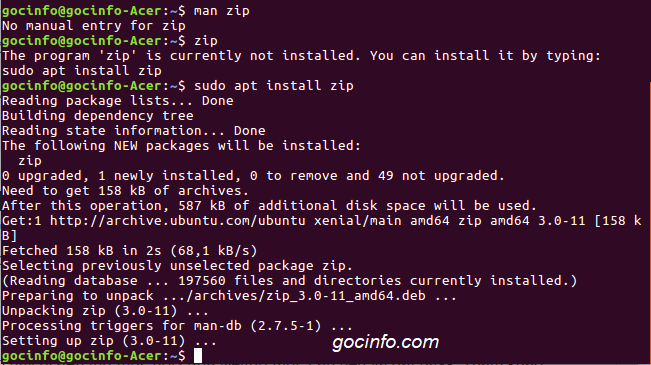 Đặt password cho file nén trên Linux Ubuntu
