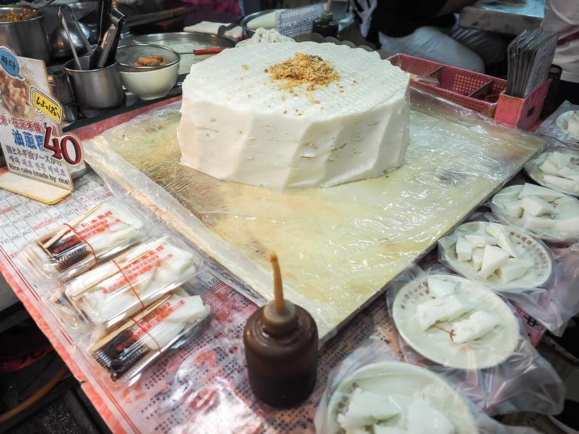 Huge slab of youcongguo, a traditional Taiwanese food in Jiufen
