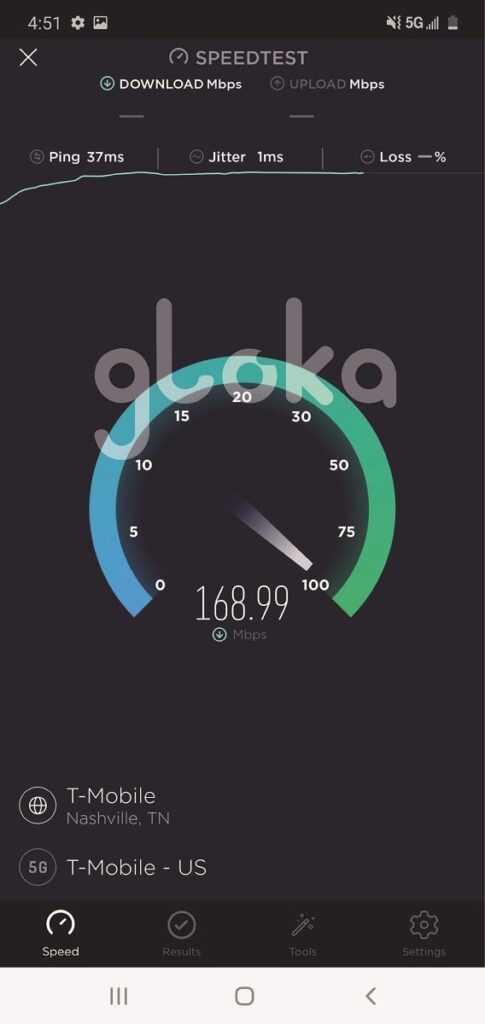 Tốc độ sim 5G Mỹ T-Mobile speedtest