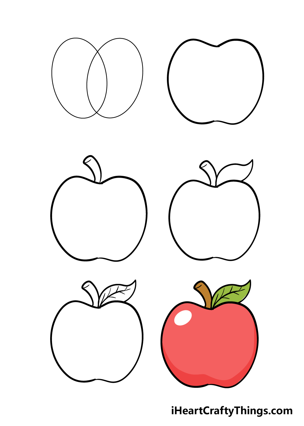 Apple in 6 steps - Hướng dẫn chi tiết cách vẽ quả táo đơn giản với 6 bước cơ bản