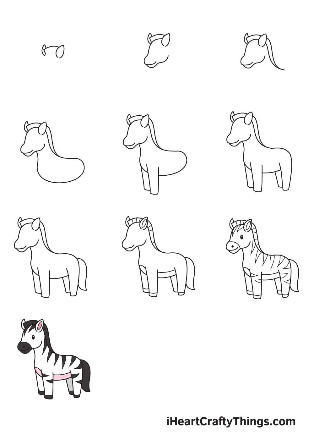 Drawing Zebra in 10 Easy Steps - Hướng dẫn cách vẽ con ngựa vằn đơn giản với 9 bước cơ bản