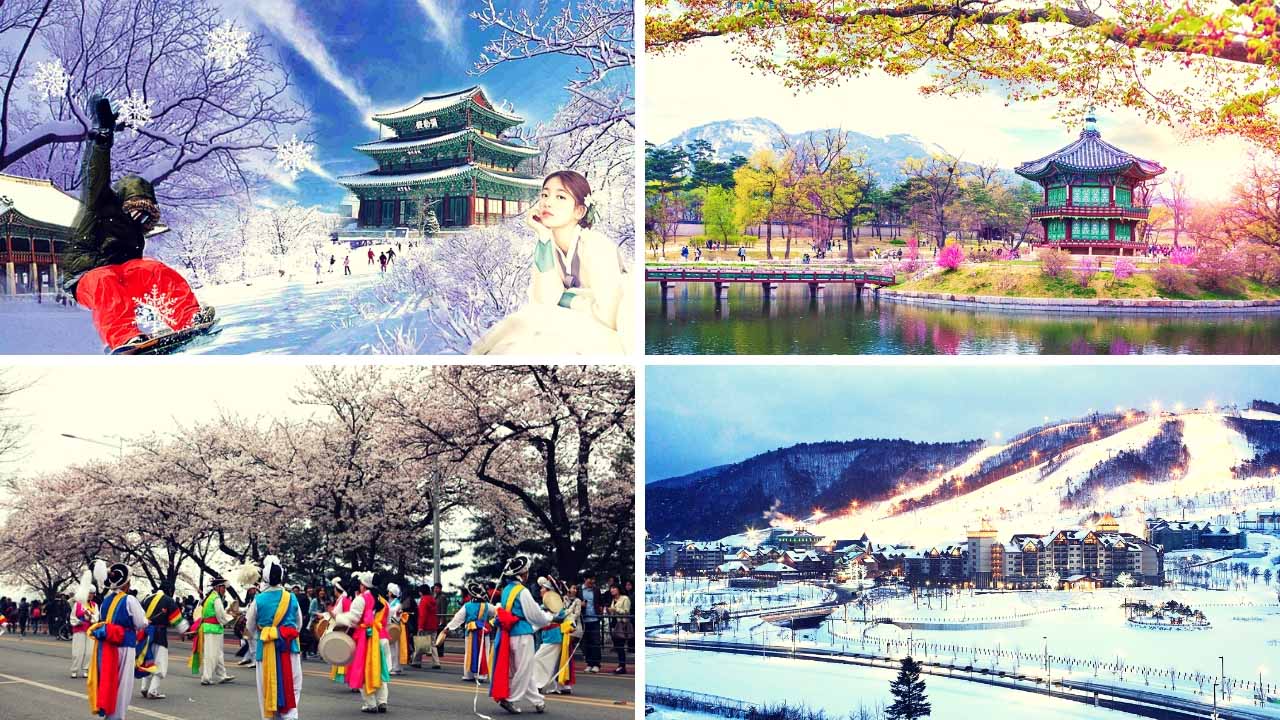 Du lịch Tết tại Hàn Quốc là thời điểm  bạn có thể hòa mình vào những lễ hội truyền thống đặc sắc tại địa phương, trượt tuyết,..