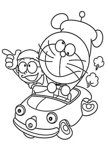 Mẫu tranh tô màu Doremon và Nobita
