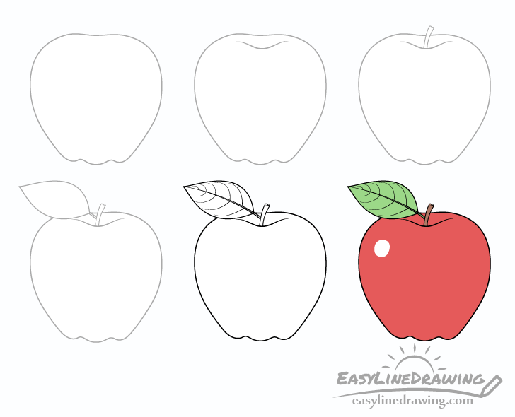 apple drawing step by step - Hướng dẫn chi tiết cách vẽ quả táo đơn giản với 6 bước cơ bản