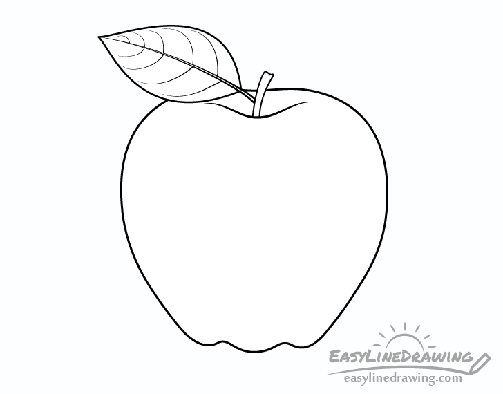 apple line drawing - Hướng dẫn chi tiết cách vẽ quả táo đơn giản với 6 bước cơ bản