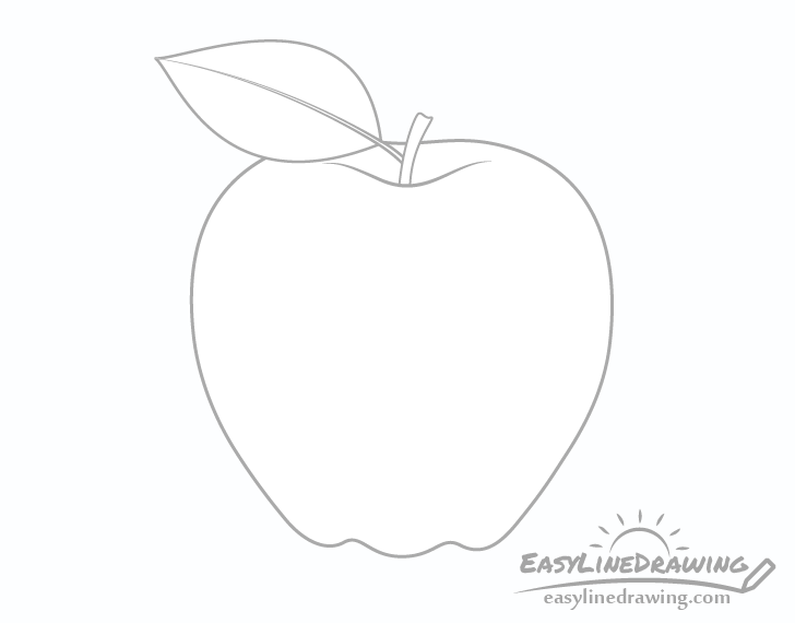 apple with leaf drawing - Hướng dẫn chi tiết cách vẽ quả táo đơn giản với 6 bước cơ bản