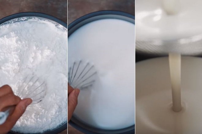 trộn bột năng, bột gạo, nước cốt dừa - baoamthuc.com