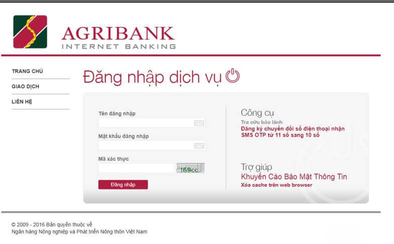 Đăng nhập và đăng xuất hệ thống Internet Banking của Agribank 