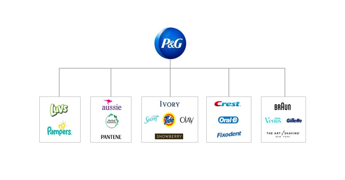 Kiến trúc thương hiệu kiểu Hose of brands của P&G