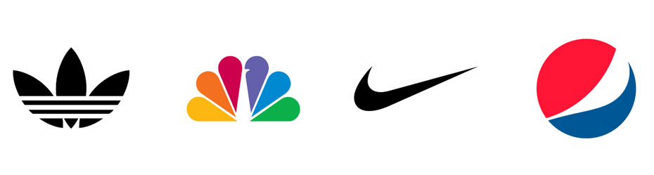 Logo Adidas, NBC News, Nike, Pepsi là những ví dụ điển hình cho loại logo Abtracts