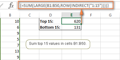 Array formulas to add many top / bottom numbers