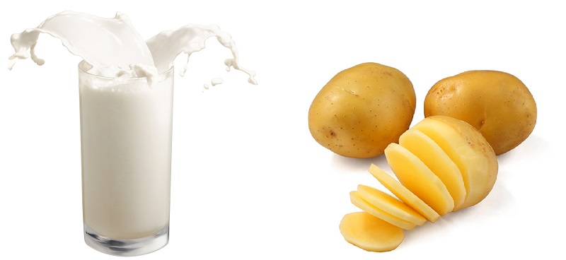 Sữa tươi và khoai tây sở hữu những thành phần giảm thâm, mờ nám, se khít lỗ chân lông và làm sáng khỏe da