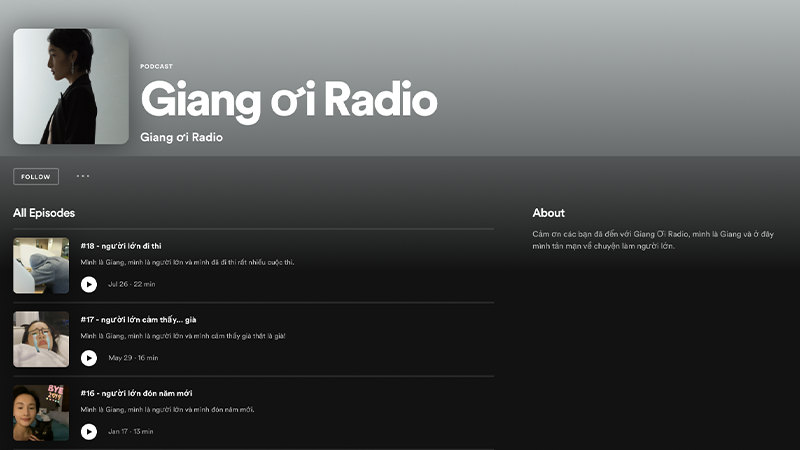 Giang ơi Radio! là kênh Podcast của YouTuber nổi tiếng Giang Ơi