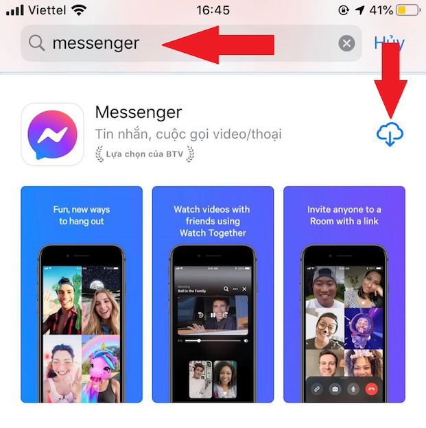 Các bước tải Messenger cho điện thoại iPhone trên AppStrore