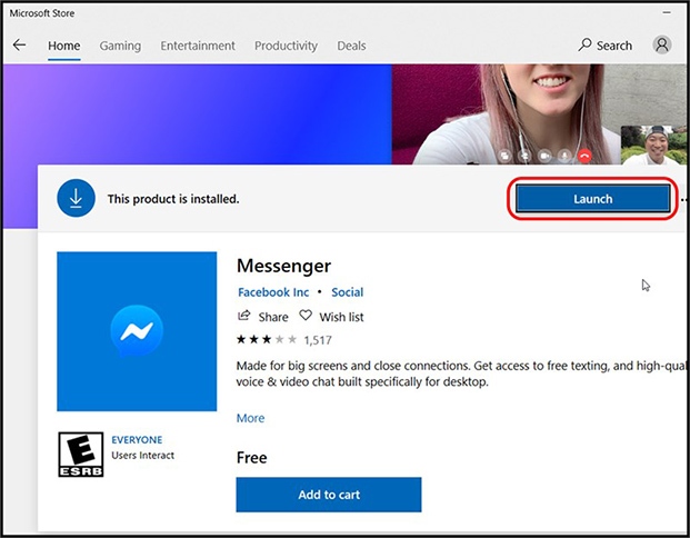 Nhấn Launch để mở và sử dụng Messenger