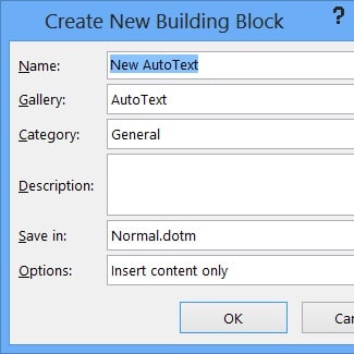 Nhập thông tin vào mục Create New Building Block