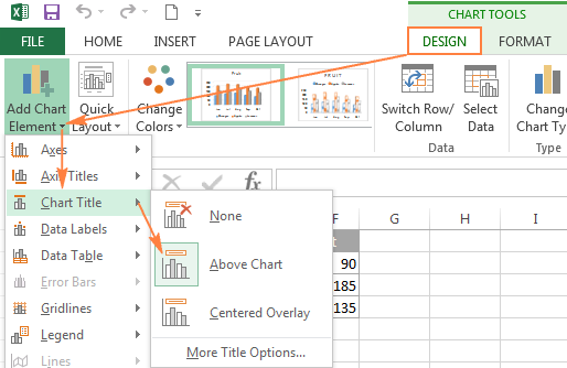 Adding a chart title in Excel 2013 and Excel 2016