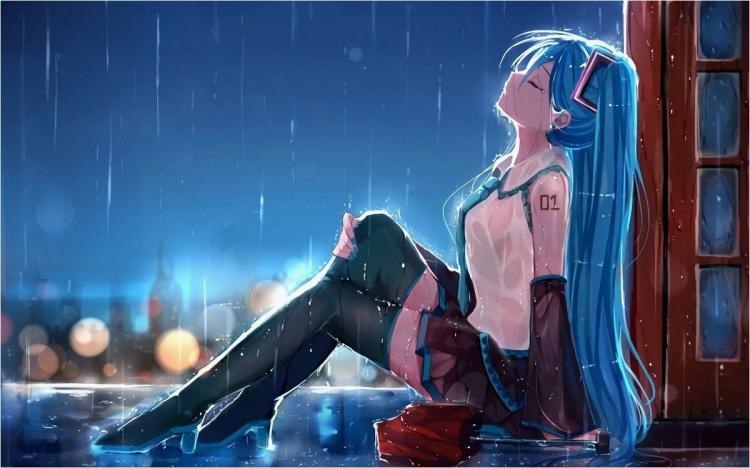 Ảnh anime khóc dưới mưa