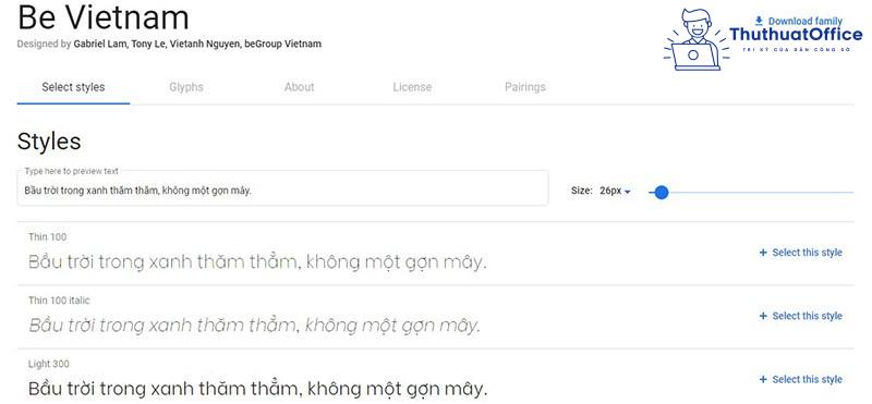 Các font chữ tiếng Việt đẹp trong Word