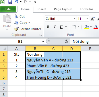 Cách chia cột trong Excel, cách tách 1 ô thành 2 ô