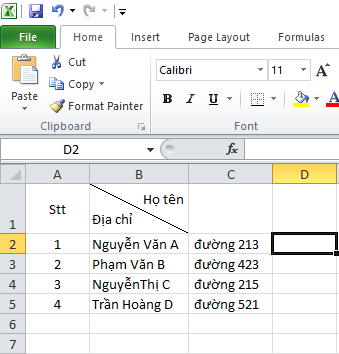 Cách chia cột trong Excel, cách tách 1 ô thành 2 ô