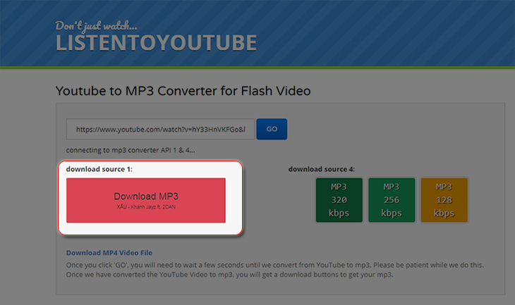 Cách Download mp3 từ youtube Listentoyoutube