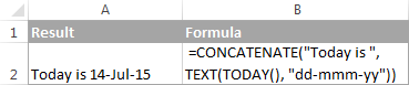 Concatenating a text string and a formula-calculated value