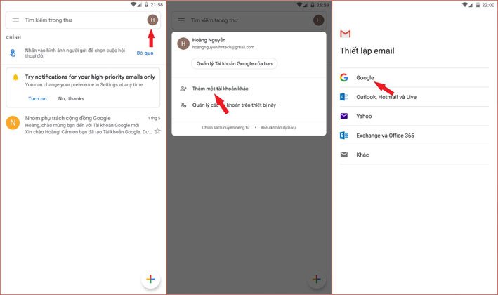 Đăng nhập thêm Gmail mới trên điện thoại Android