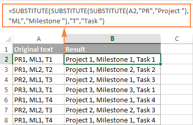 Using nested SUBSTITUTE functions in Excel