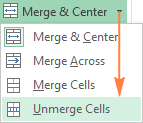 Cách tách ô đã gộp trong Excel