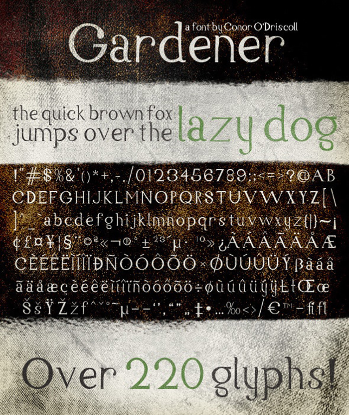  Font chữ chuẩn Gardener Font dành cho thiết kế