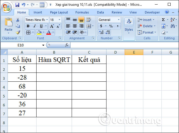 Hàm căn bậc 2 trong Excel: Công thức và cách sử dụng