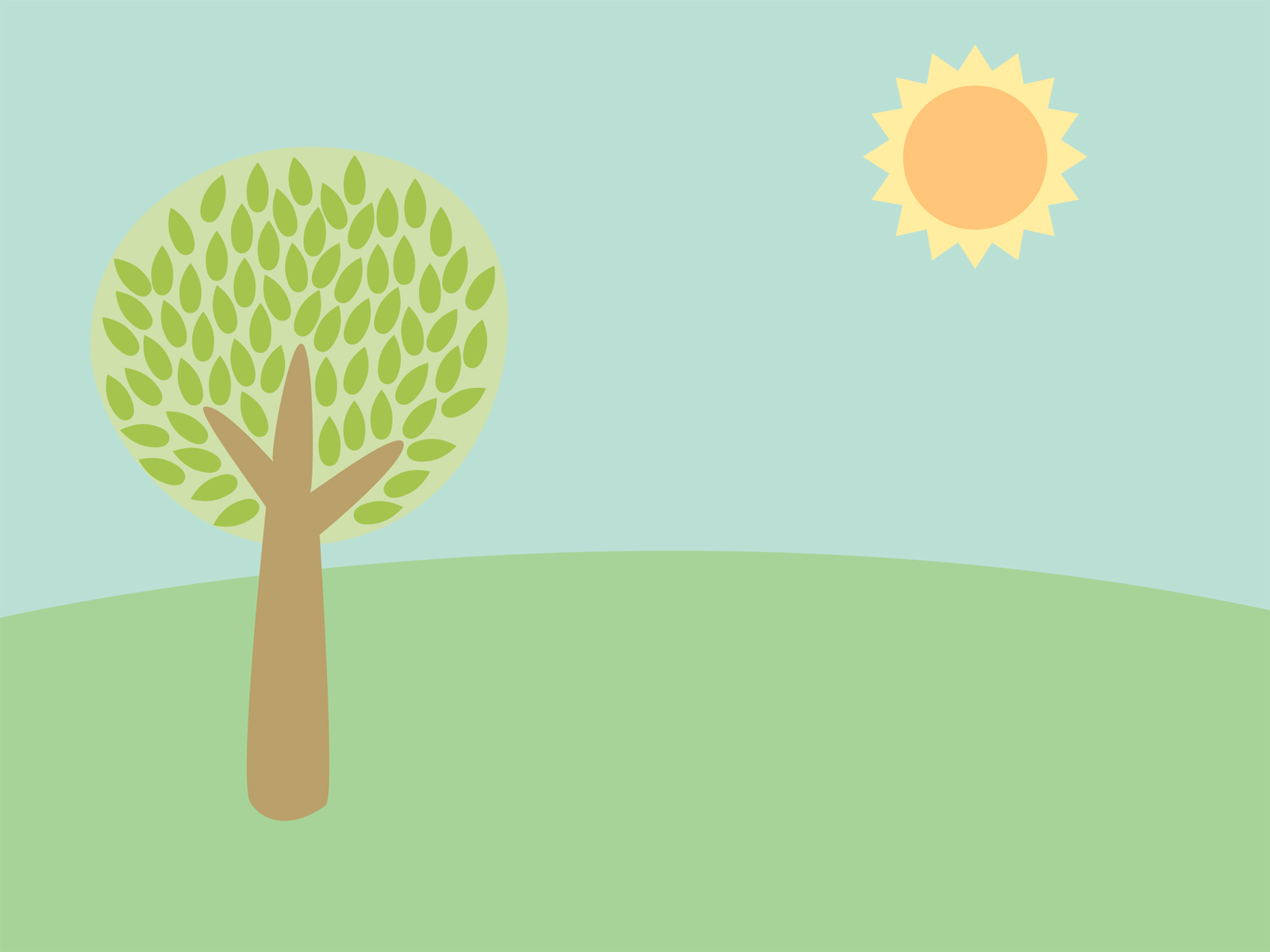 Hình nền PowerPoint đơn giản với cây và mặt trời