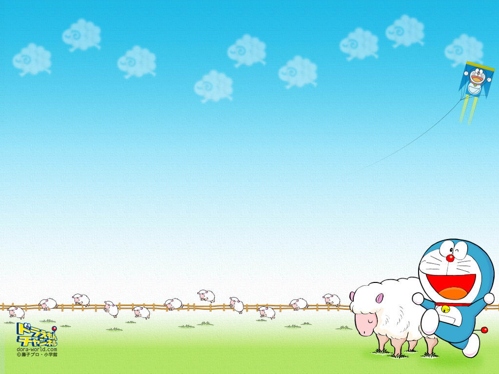 Hình nền PowerPoint Doraemon và những chú cừu