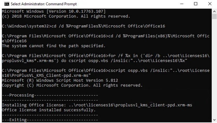 Active M S Office 365 Product Key bằng Command Prompt