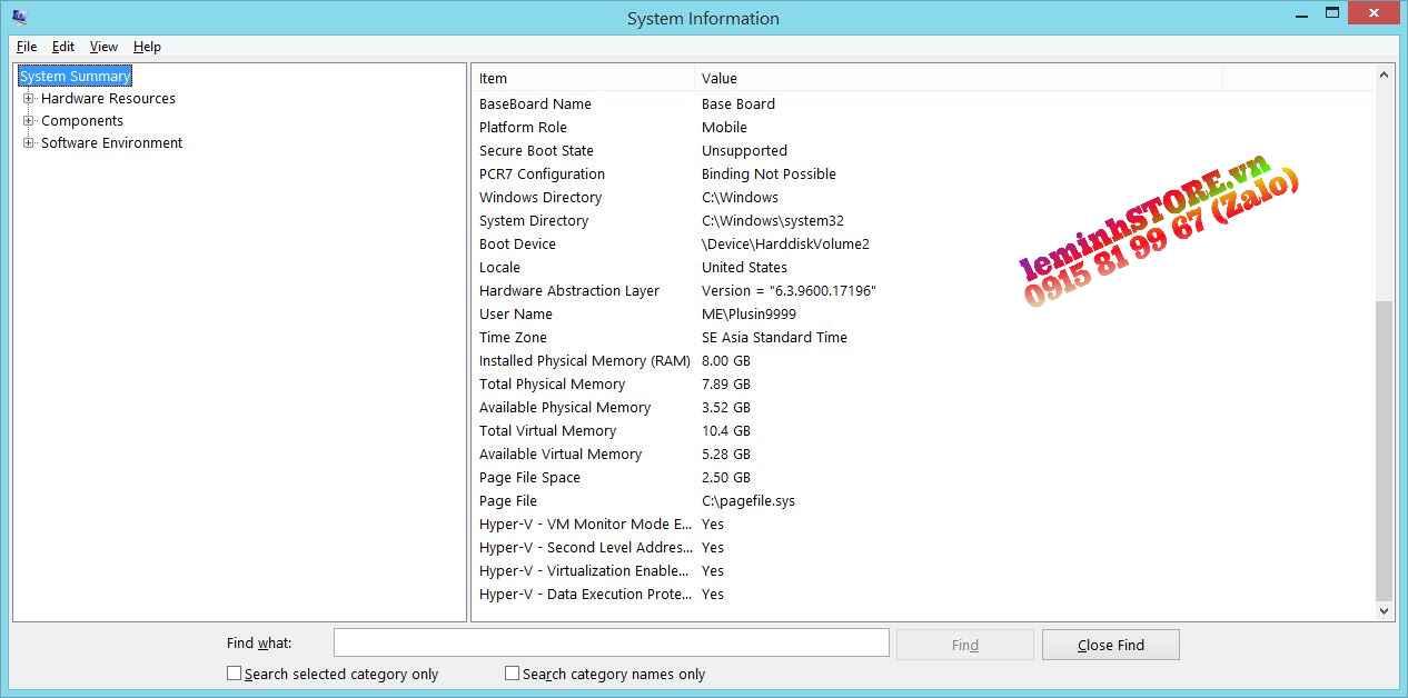 Kiểm tra thông số máy tính / laptop bằng phần mềm Msinfo32