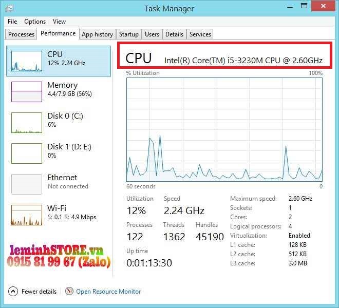 Kiểm tra tốc độ CPU laptop