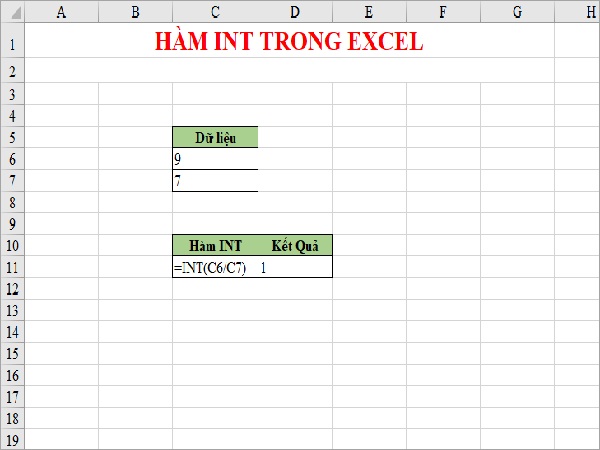Công thức làm tròn số trong Excel hàm Int