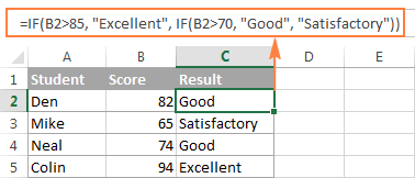 Using nested IF functions in Excel