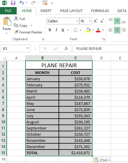  Click Paste or press Ctrl + V to paste the changed table back in Excel