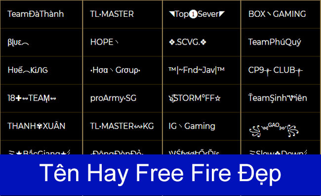 tên free fire hay