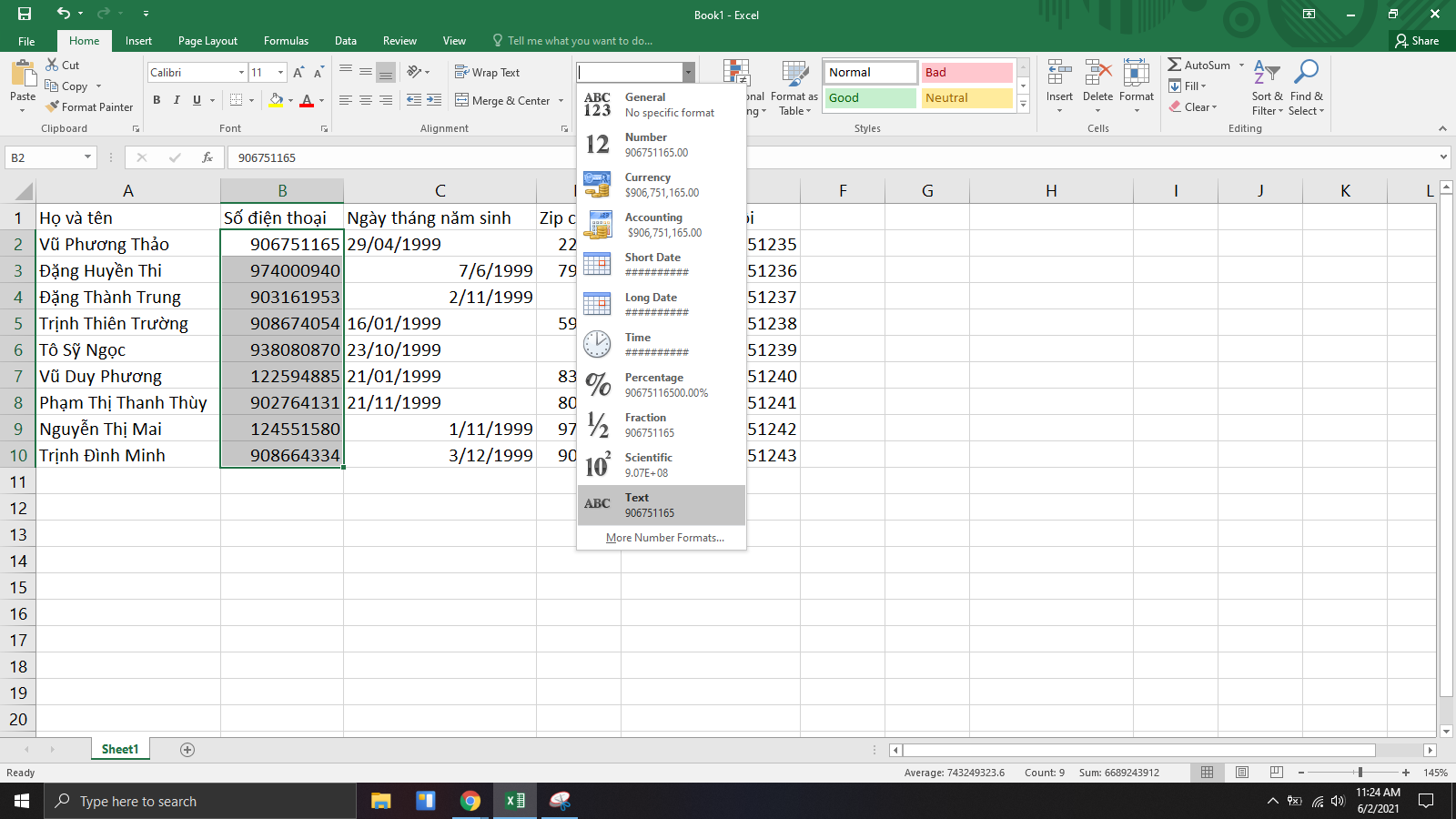 Những cách hiện số 0 trong Excel hiệu quả 100%