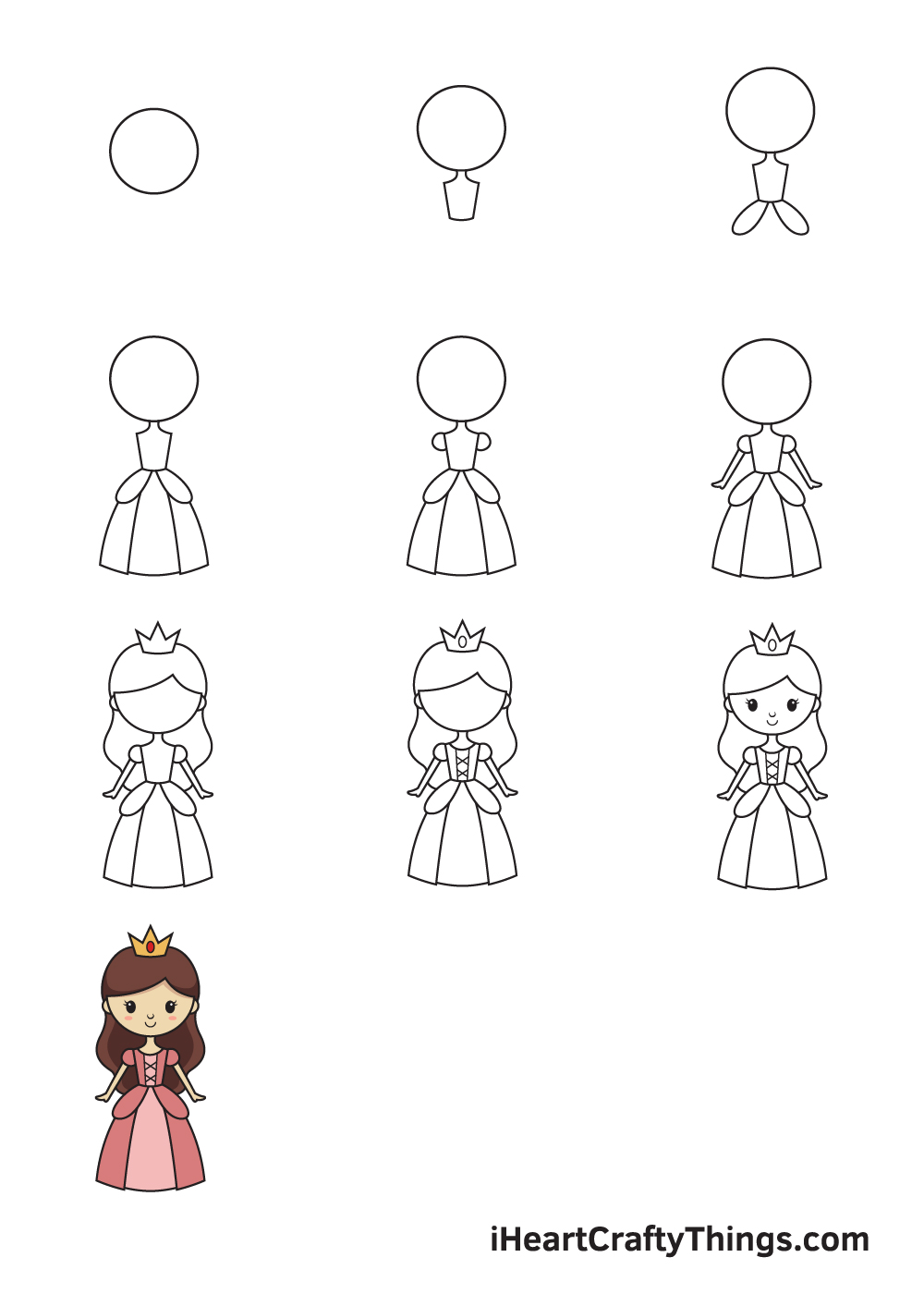 Drawing Princess in 10 Easy Steps - Hướng dẫn chi tiết cách vẽ công chúa đẹp dễ thương đơn giản từng bước