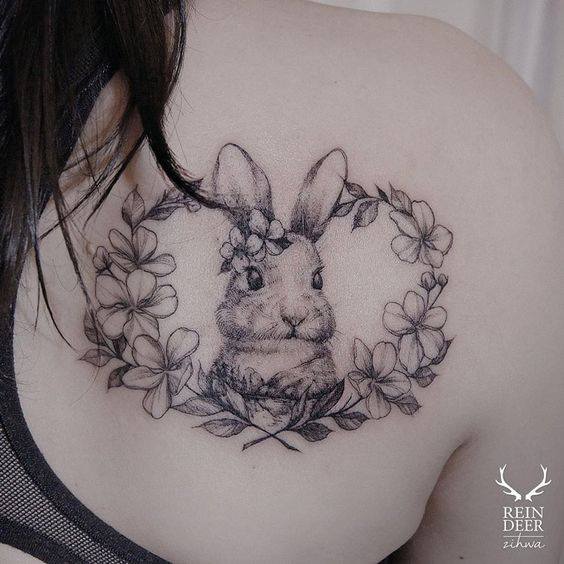 Hình tattoo con thỏ cute dễ thương