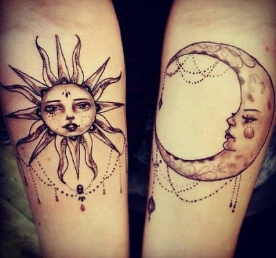 Hình xăm nữ thần mặt trời và mặt trăng ý nghĩa