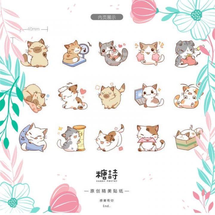 Sticker Mèo Chibi dễ thương nhất
