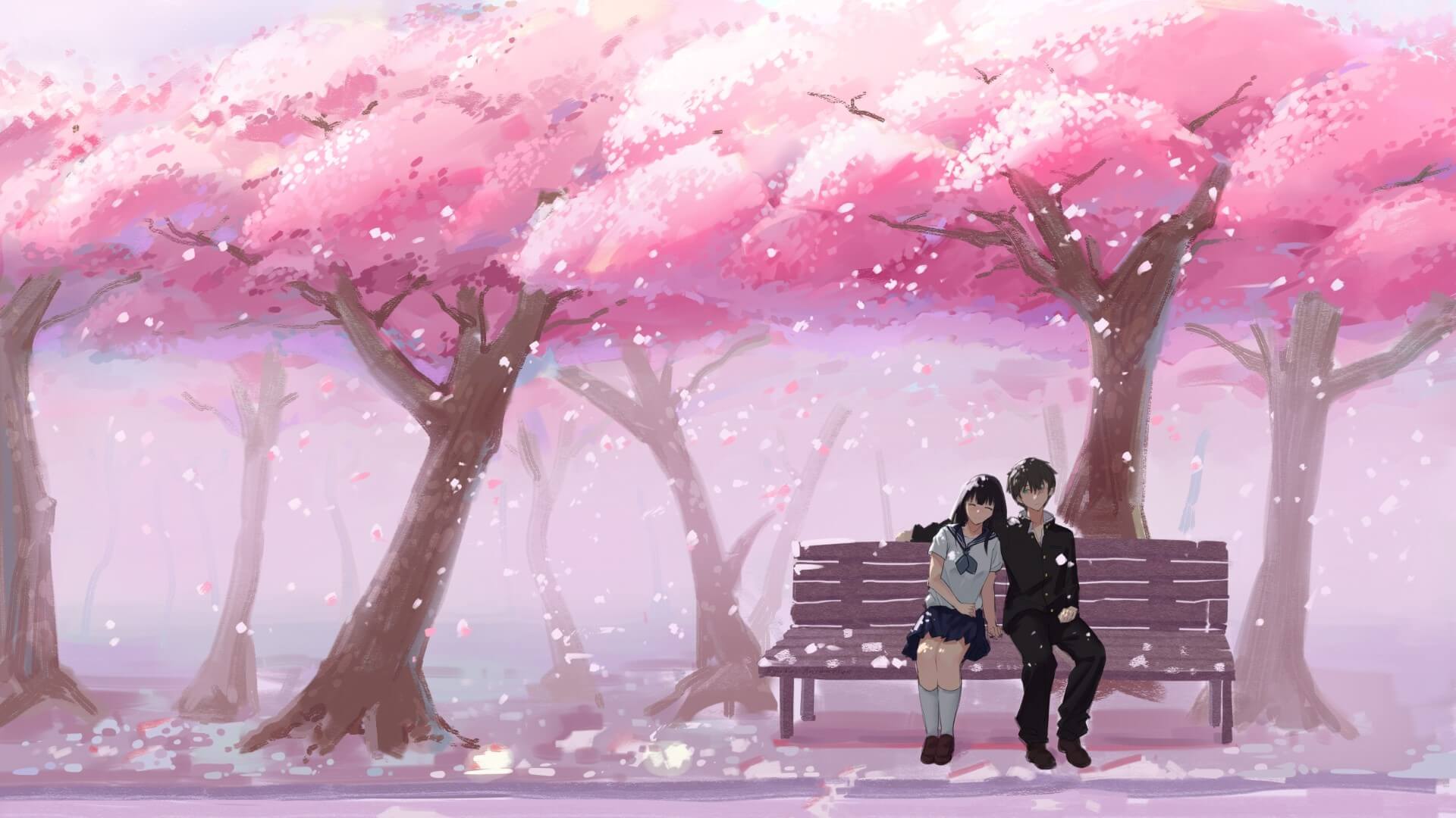 Xem thêm Ảnh nền Anime hoa anh đào rơi lãng mạn