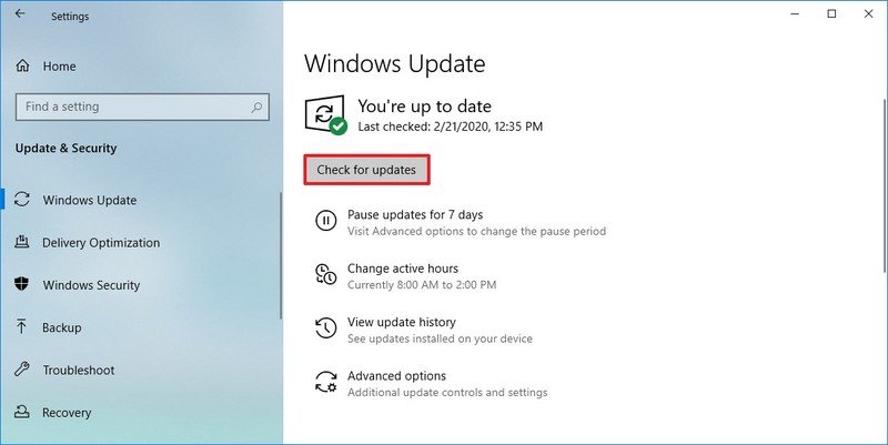 Windows 10 check for updates after reset option